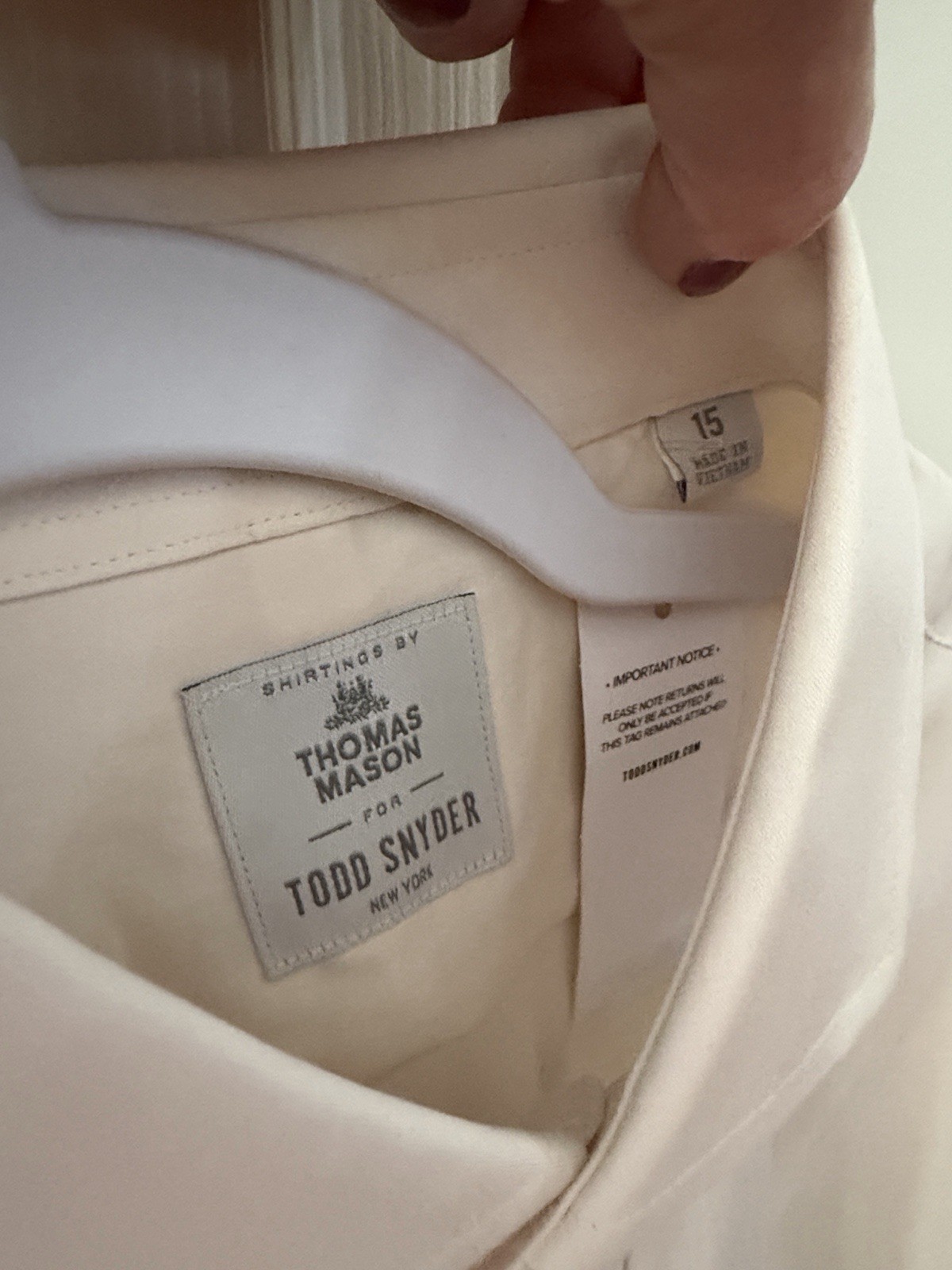 Todd Snyder Cream Silk Spread Collar Dress Shirt Sz 15. NWT