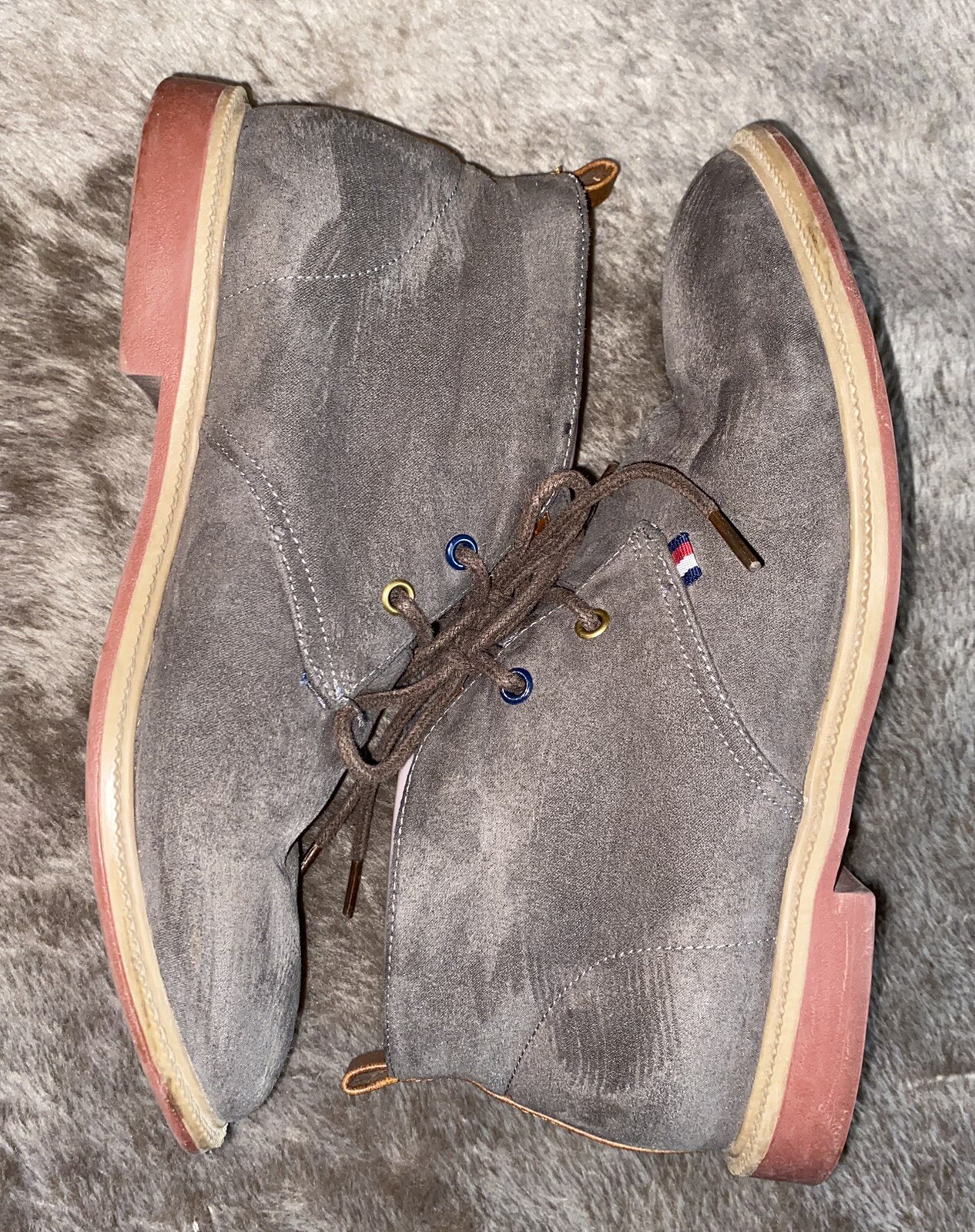 Tommy Hilfiger Michael Chukka Boys Gray Cognac Suede Boots Size 5