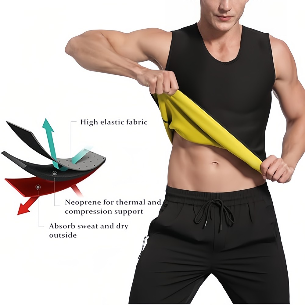 Men Gynecomastia Compression Tank Top Sauna Sweat Vest Fitness Body Shaper Belt