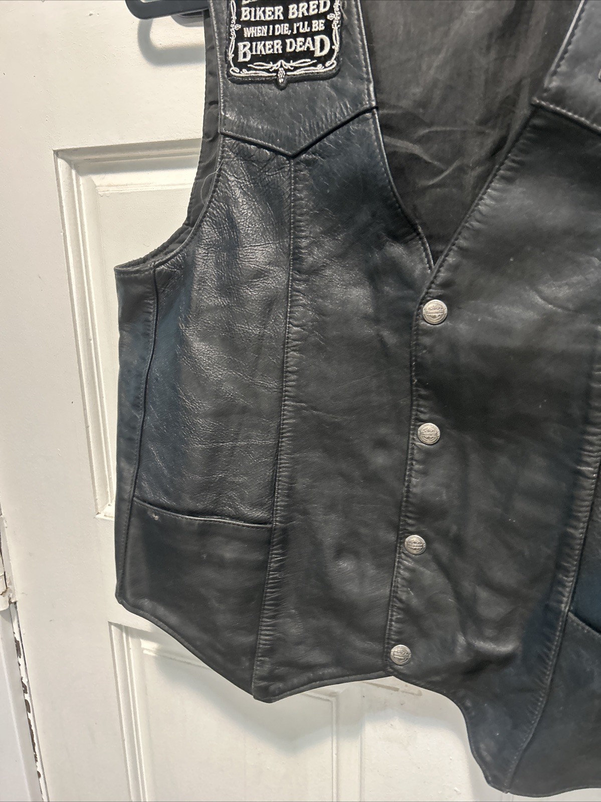 Harley Davidson Leather Vest Wings Logo Men’s M USA Vintage 80s 90s