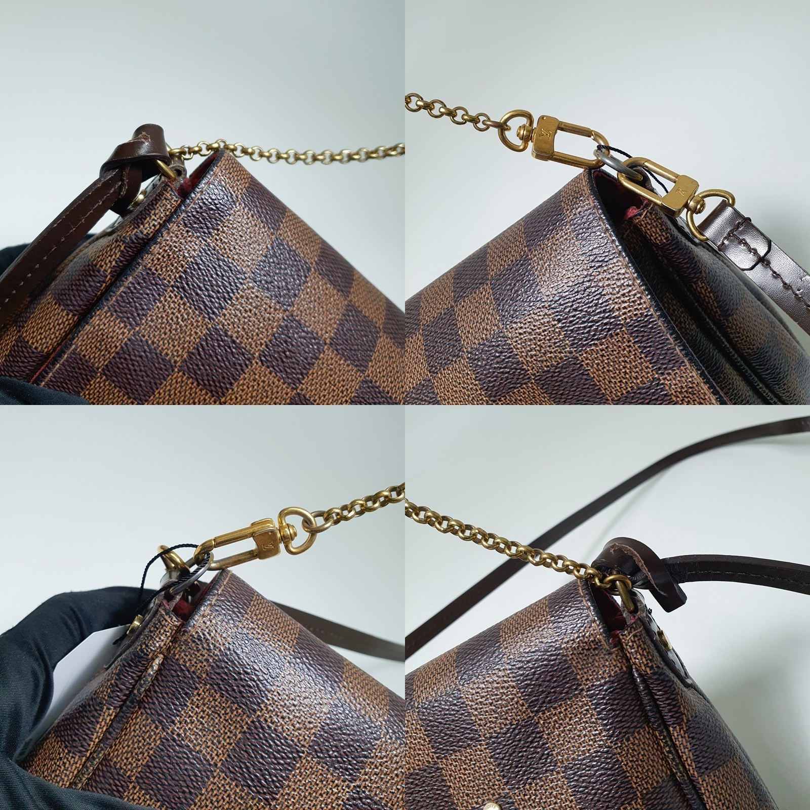 TARIFF FREE Authentic Louis Vuitton Favorite MM Damier Ebene N41129 Daily CLA762