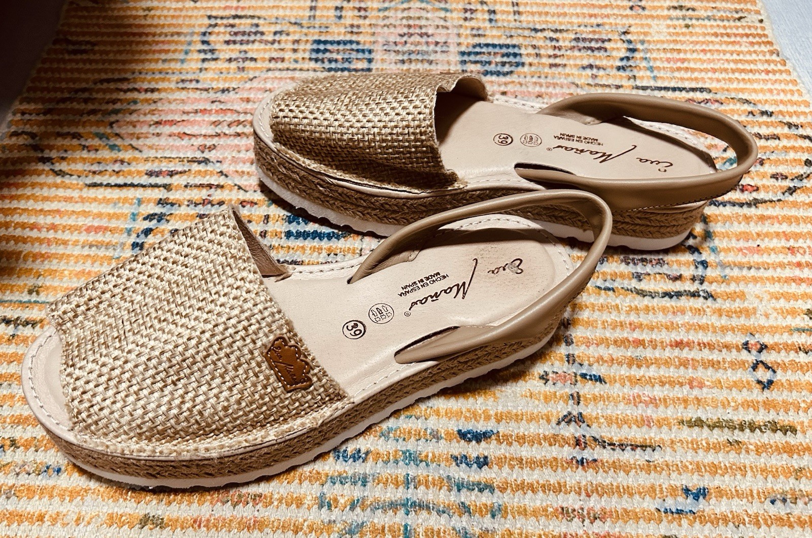 Eva Mañas Platform Espadrille Sandals Raffia Slingback Beach Open Toe 39