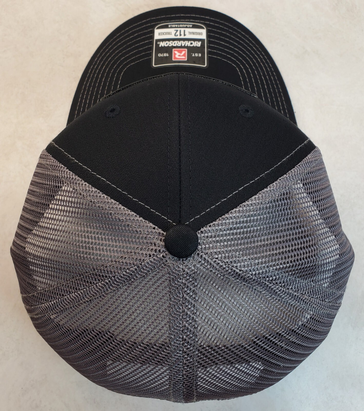 Mustang Embroidered Patch on Richardson 112 Trucker Hat Black/Charcoal