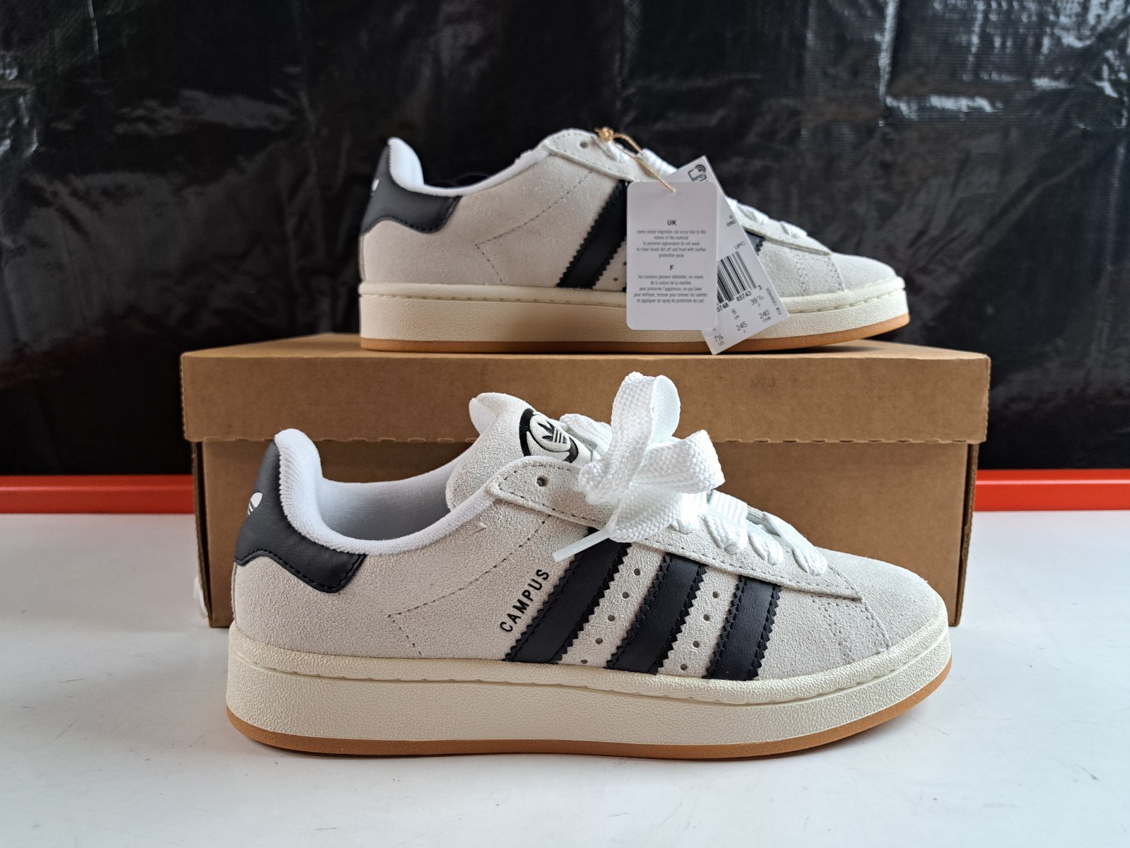 Adidas Women’s Campus 00s Sneakers – Crystal White/Core Black, Size 7.5 US