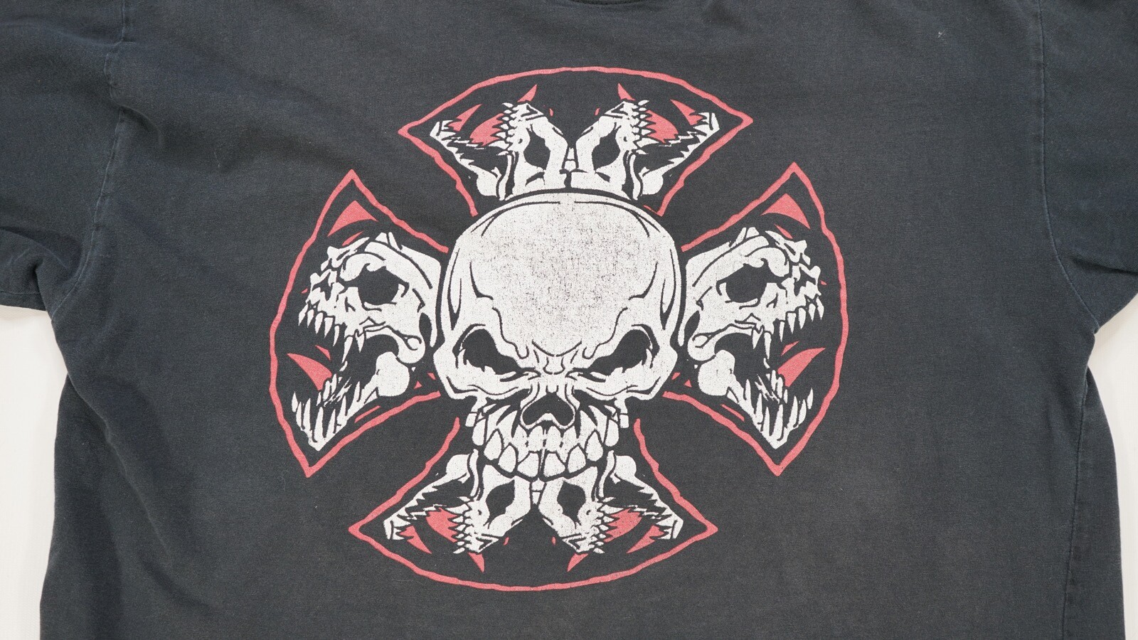 Rare Vintage Choppers Skull and Cross Graphic T Shirt 90s 2000s Biker Motorcycle