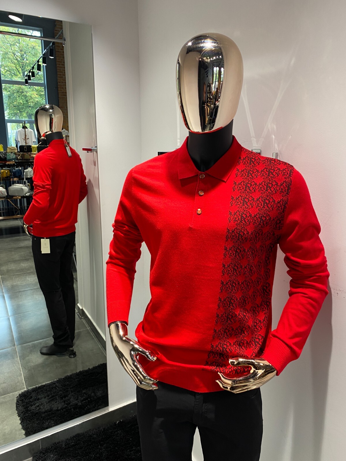 STEFANO RICCI Long Sleeve Polo Shirt Size 54 / XL (100% Authentic & New)