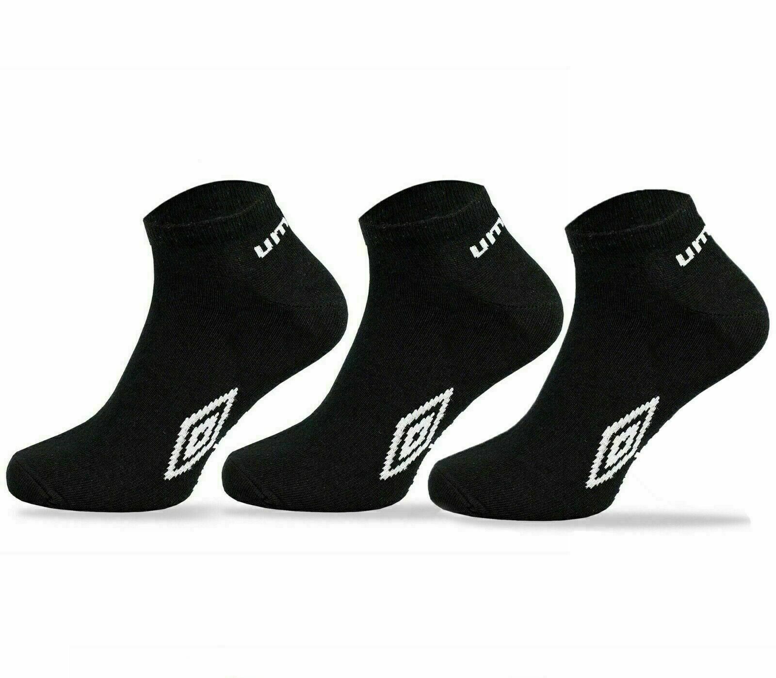 New Men’s Official Summer Umbro Trainer Socks White Black Size 6-11