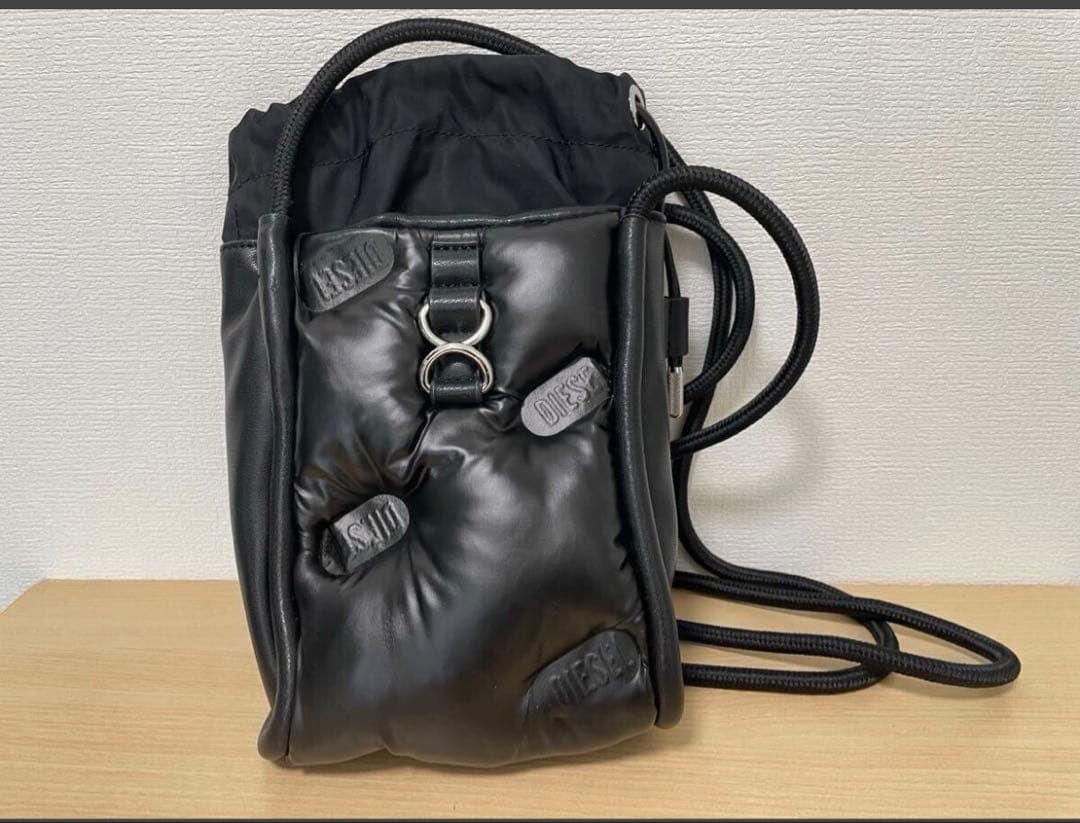 DIESEL CASSYA Crossbody Bag Black Nylon Pre-owned with Logo Quilting