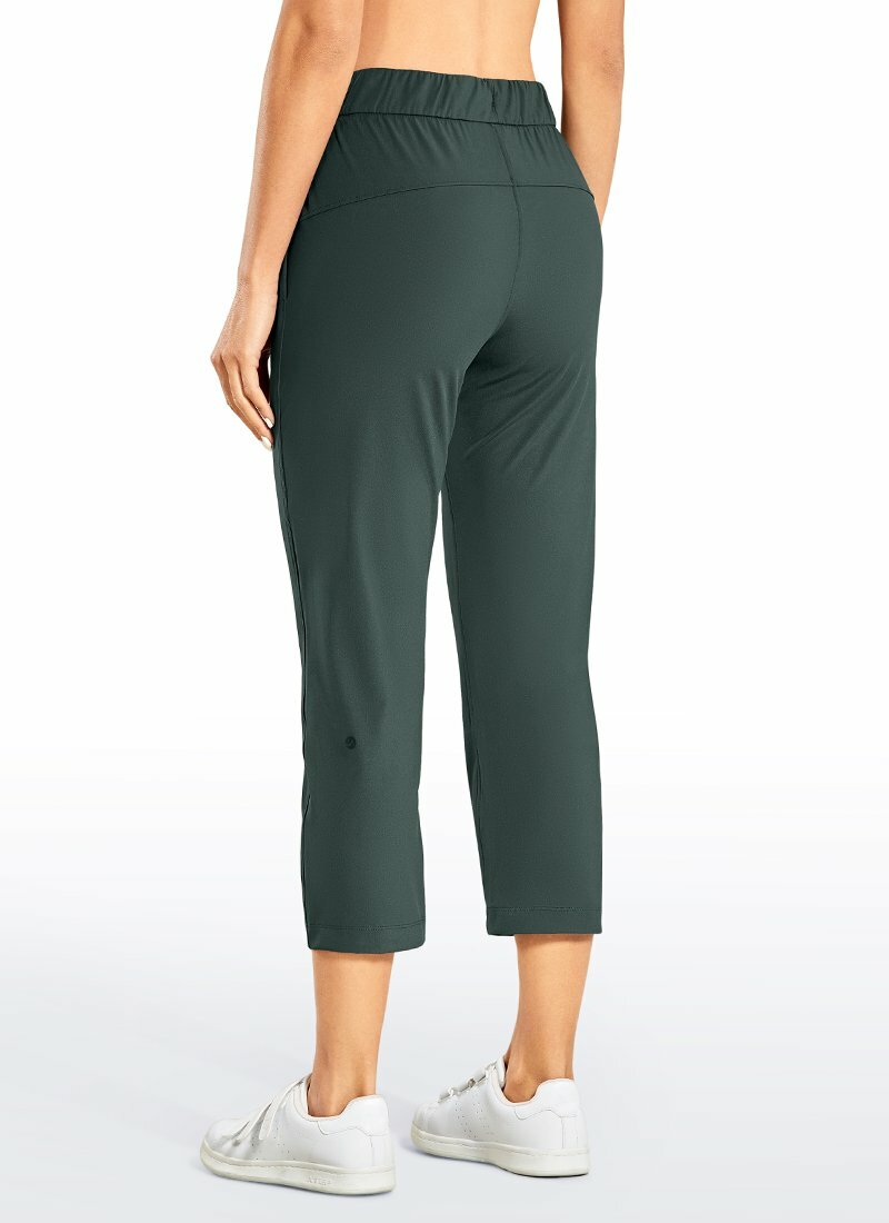 CRZ YOGA Women’s Stretch Capri Pants Travel Mid Rise Drawstring Joggers -Medium