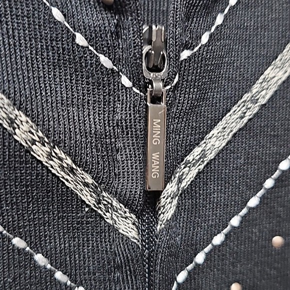 Ming Wang Black and Silver Patterned Jacket Large