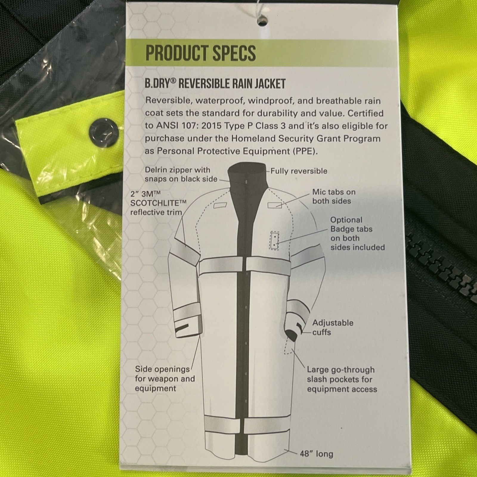 NWT Blauer Defender 733 Reversible Raincoat Hi-Vis Mens Medium