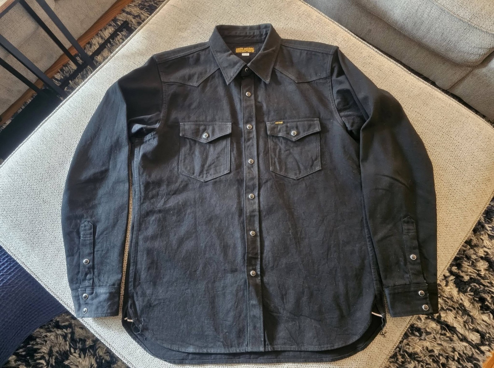 Iron Heart IHSH-218 12oz Black Selvedge Denim Western Shirt XXXL Johnny Cash 3