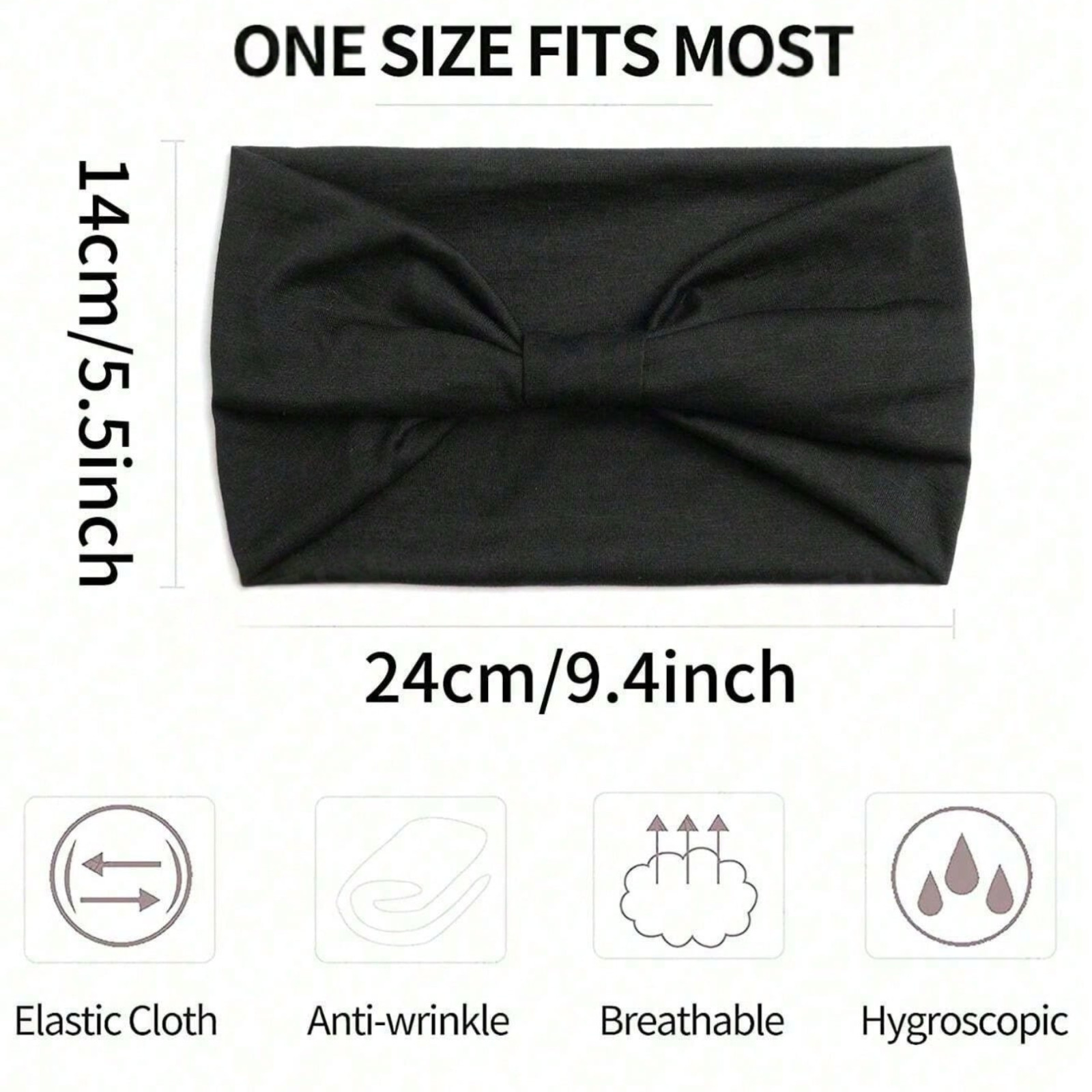 1pc Japanese Style Black Headband Stretchy Sports Casual Wear Hair Band For Men