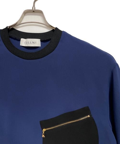 CULLNI Asymmetrical slit long T-shirt navy 22-SS-053