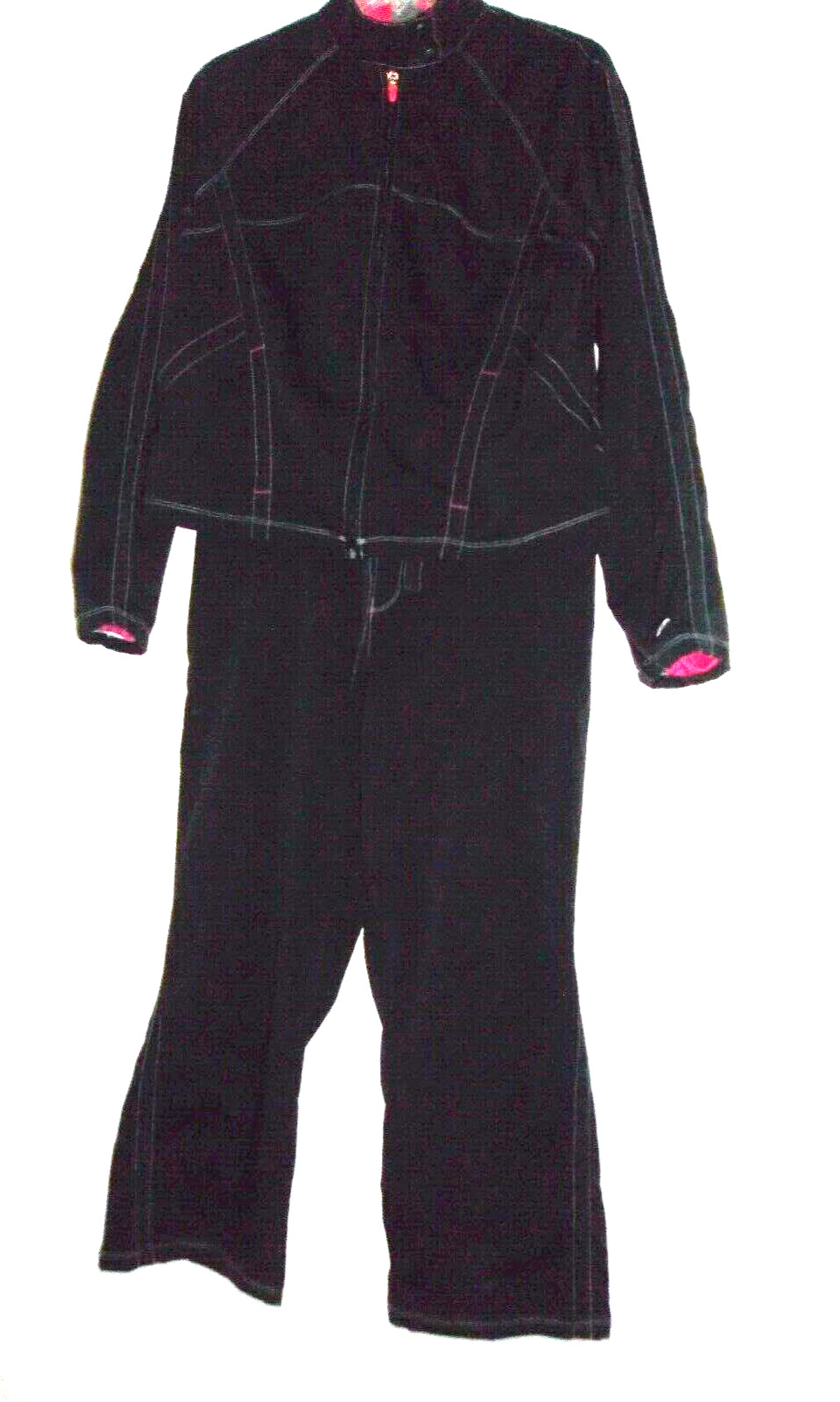 CHAMPION Black 2pc Sport Jacket & Capris, Zip-Up, Poly/Spandex, Sz Medium-Large
