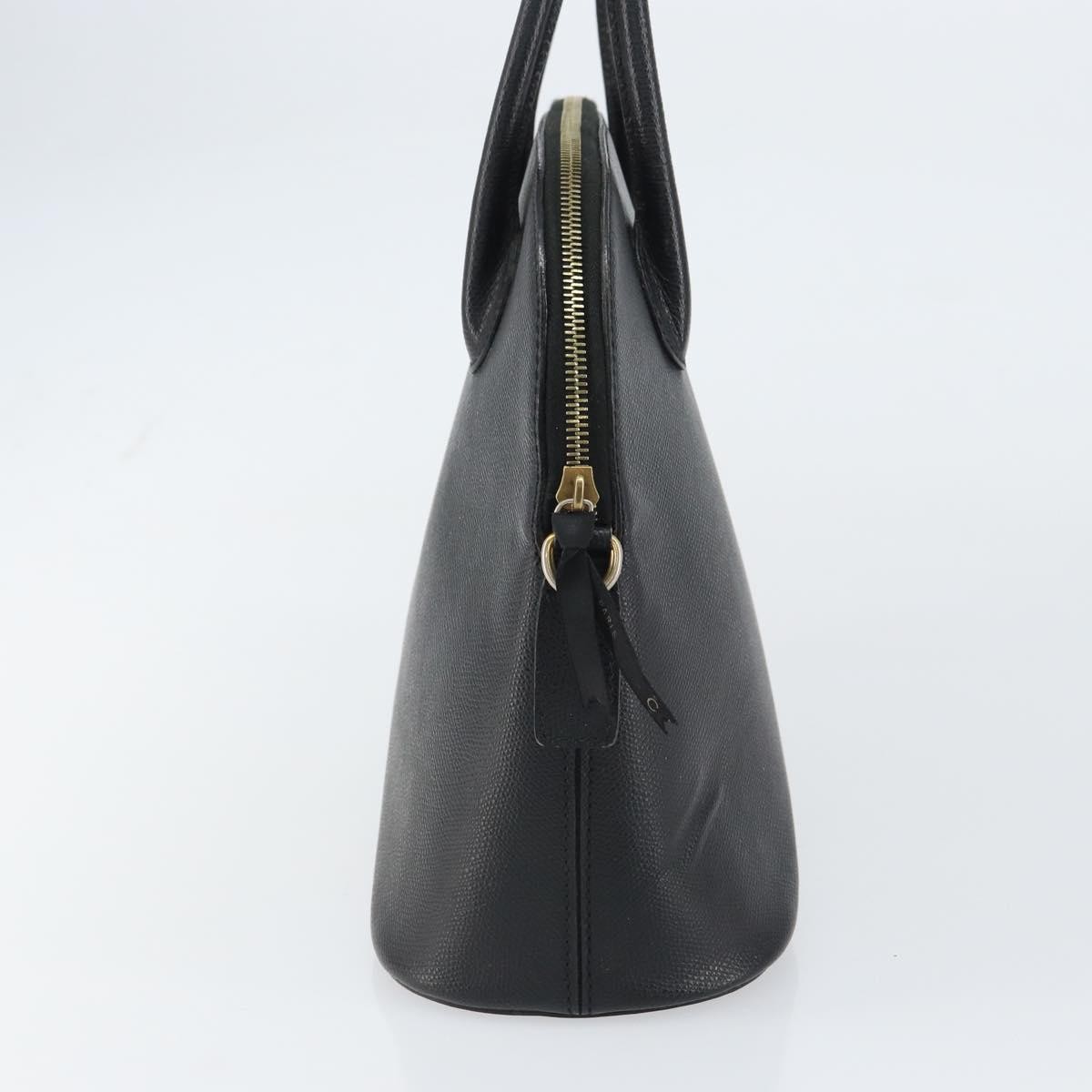 CELINE Hand Bag Leather Black Gold Auth ep12323