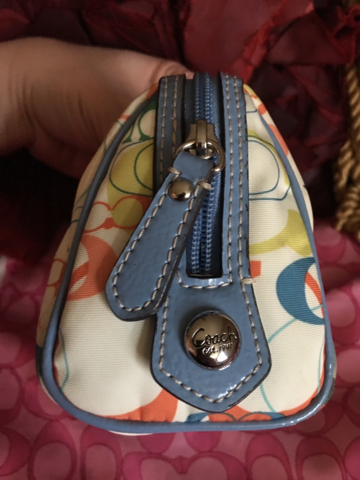 Coach Ashley CC monogram Multicolored make up/larger phone pouch. Barely used