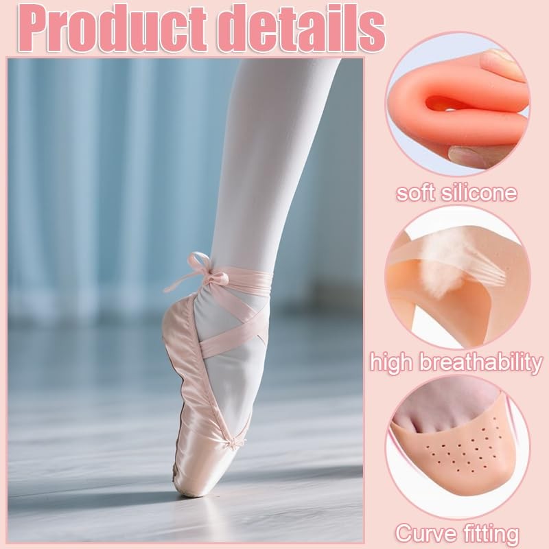 4 Pairs Silicone Toe Protectors for Ballet and High Heels – Soft Gel Dance Pa…