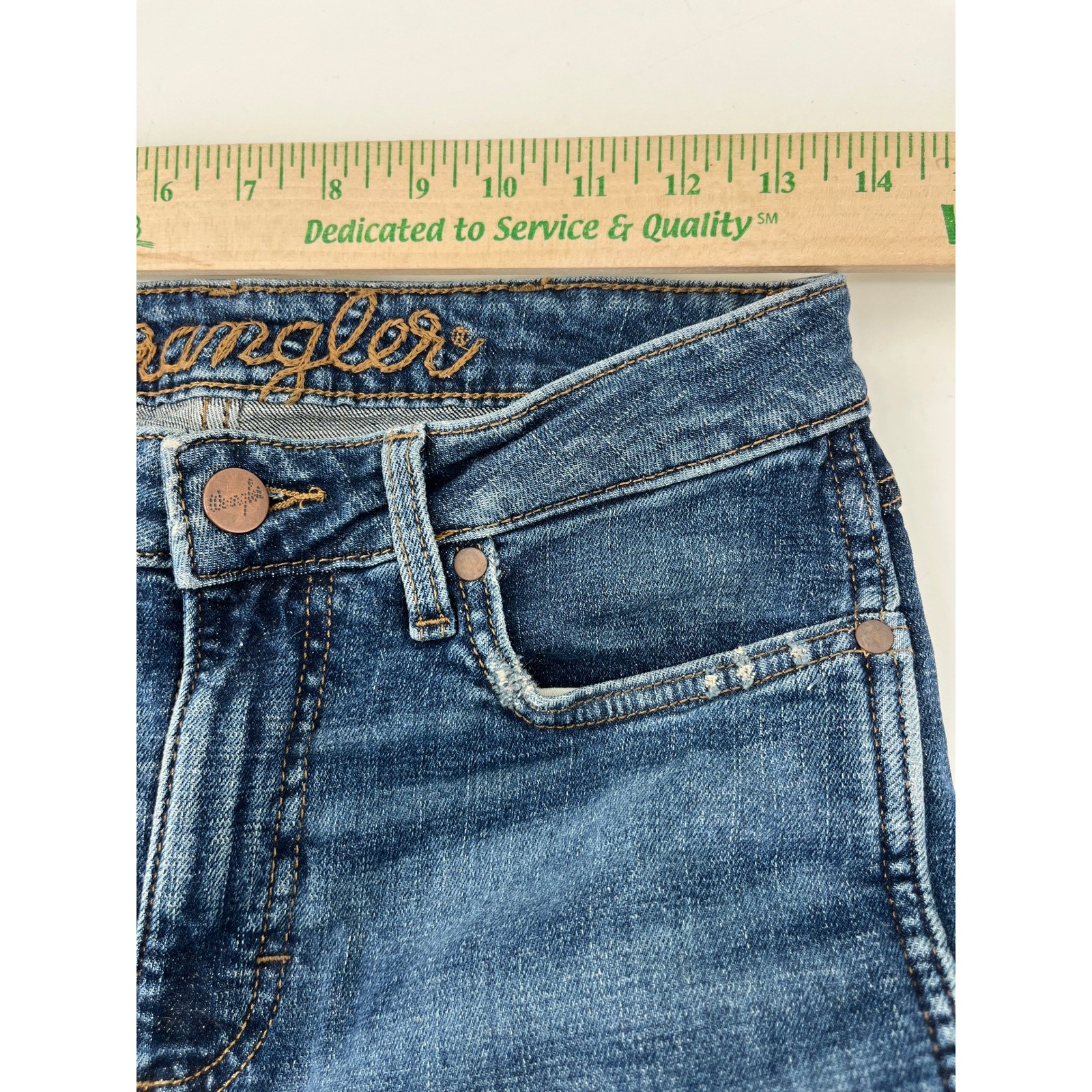 Wrangler Womens High Rise Flare bell bottom Jeans Blue Laney Wilson 27×32