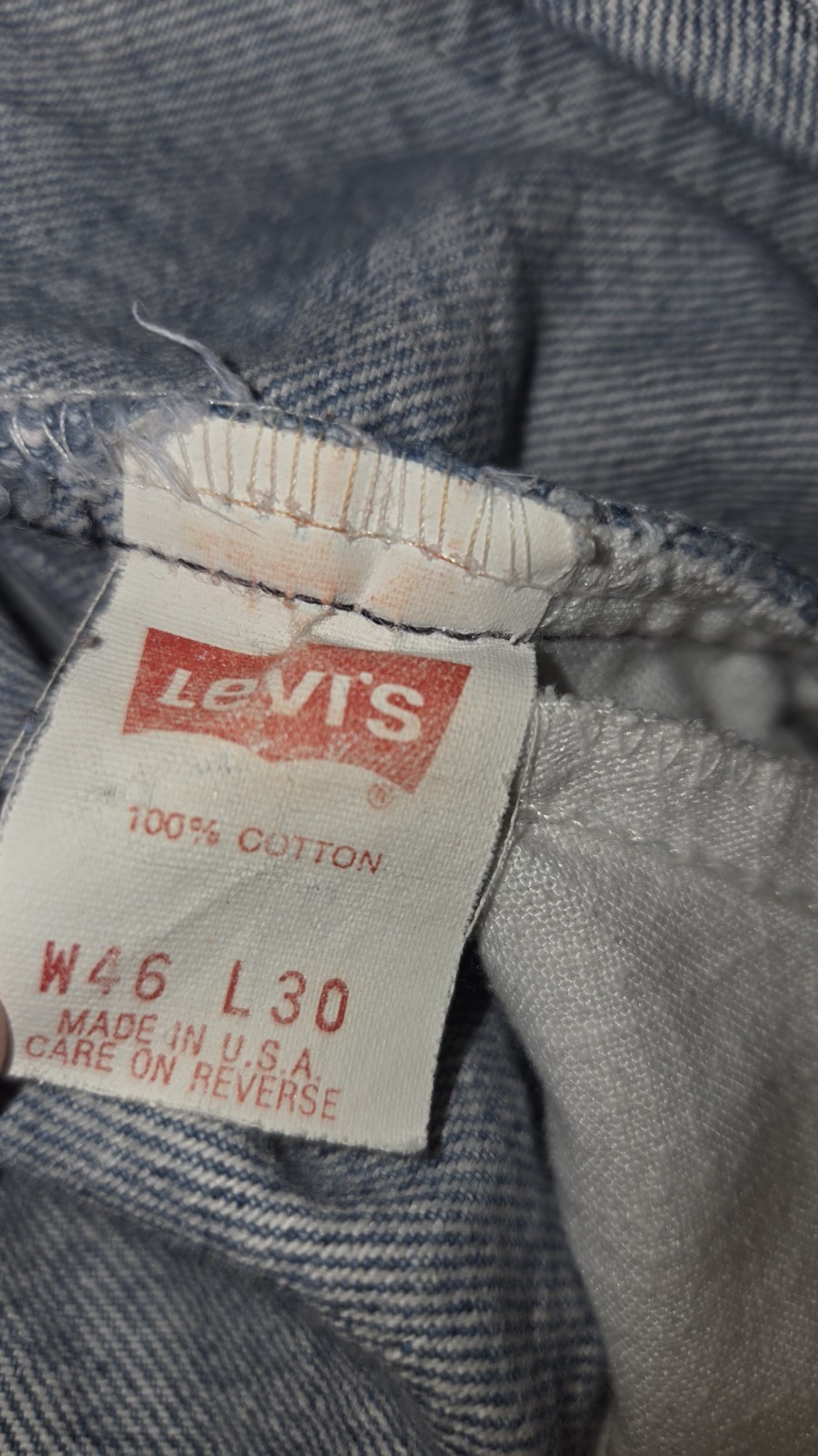 Vintage 1991 Levi’s 540 Leather Tab Relaxed Straight Jeans Made in USA 46×30 90s