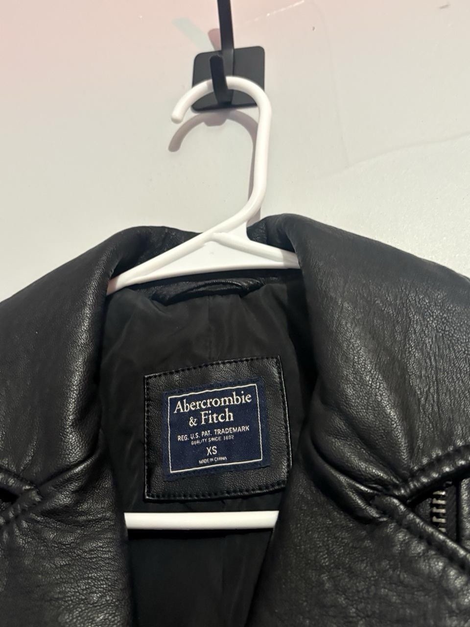 Abercrombie & Fitch Vegan Leather Biker Jacket Black XS Women Zipper Collared