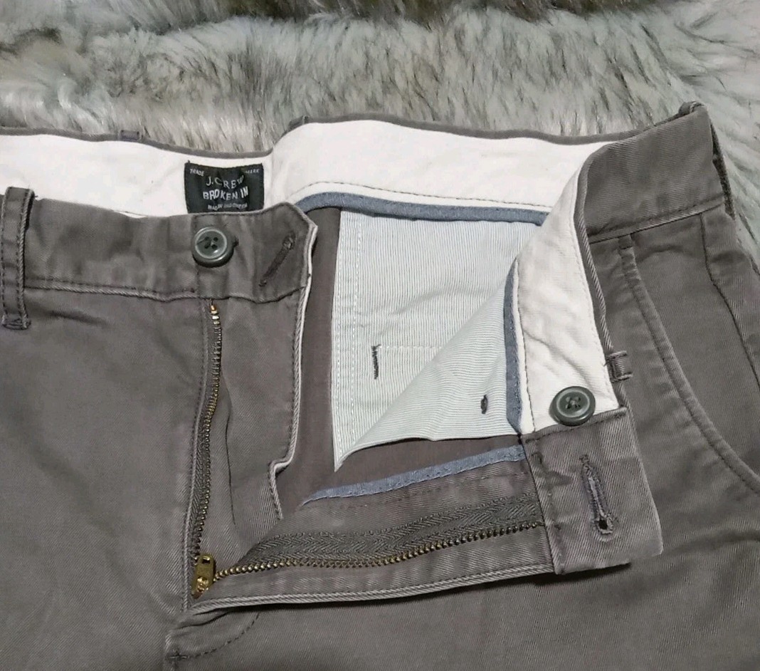 J Crew Broken In 770 Straight 100% Cotton Chino Pants Medium Gray Men 33×30 (29)