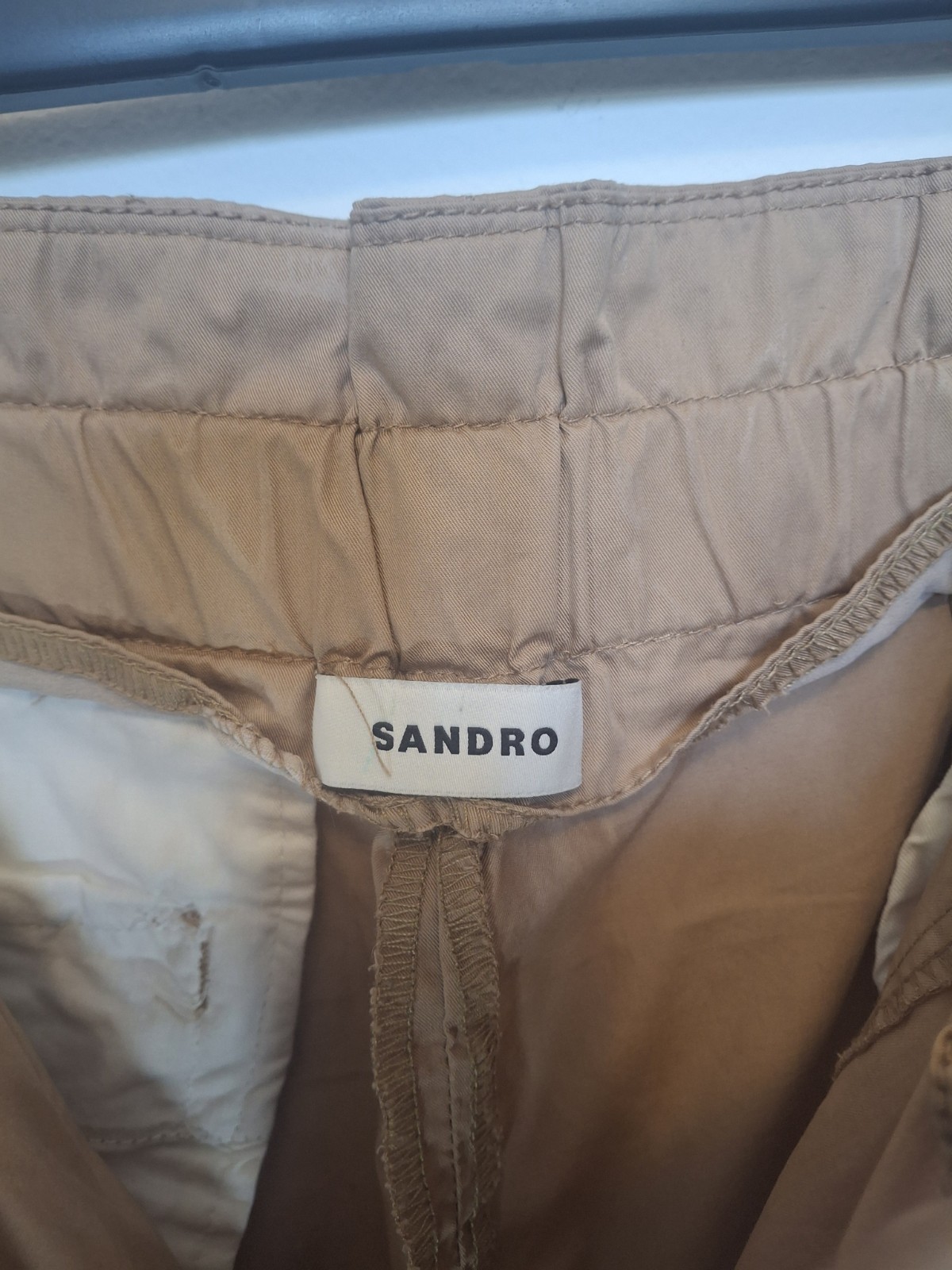 Sandro Paris High-Waisted Cargo Pants Tan Khaki Size