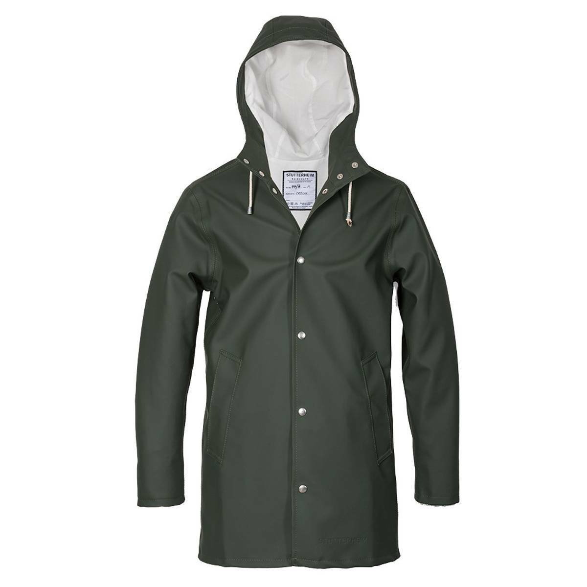Stutterheim Arholma Raincoat Green Hooded, Size Small, MSRP $585.00, NWT
