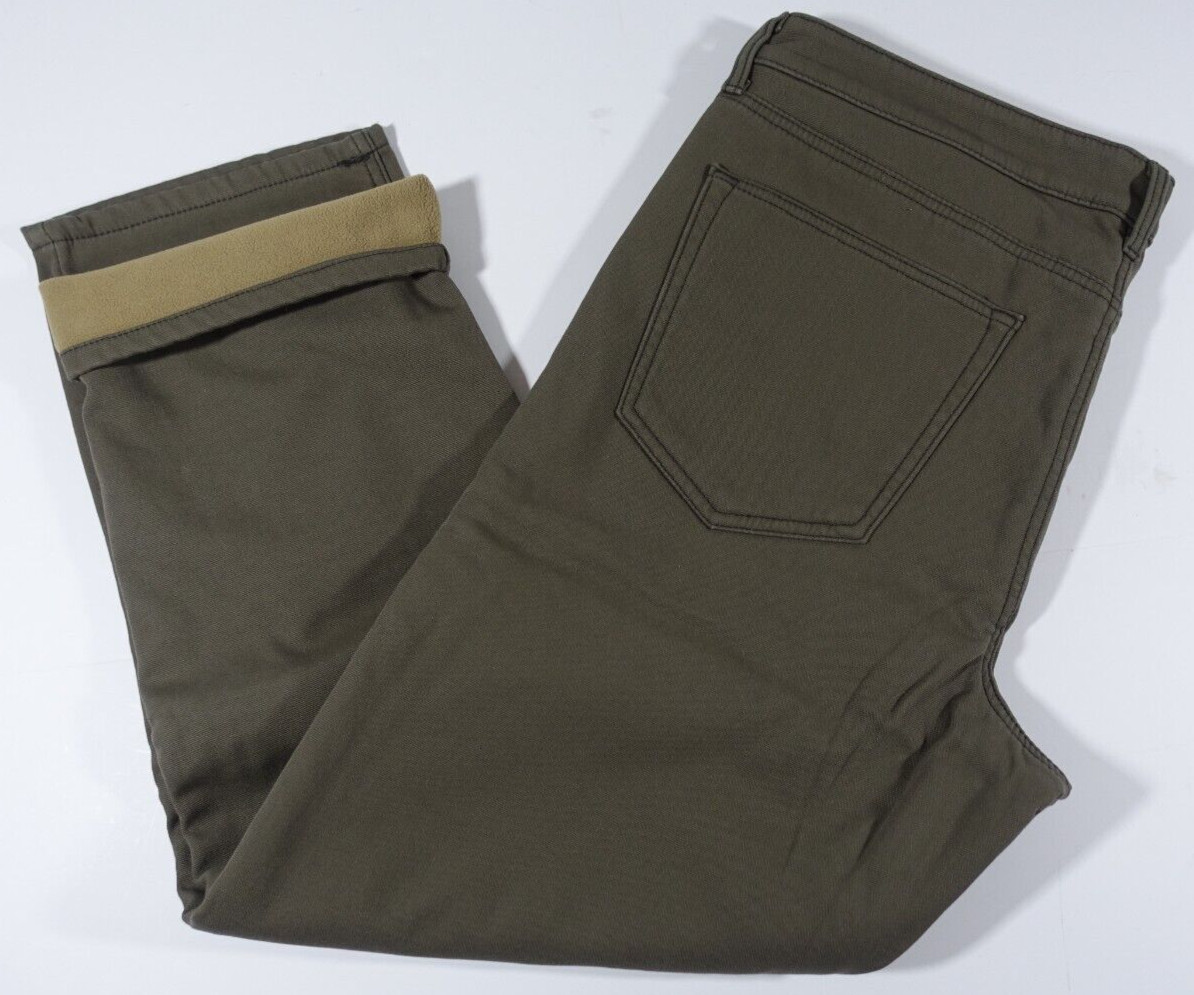 Weatherproof Vintage Men Fleece Lined Pants 40×30 Stretch Canvas Green