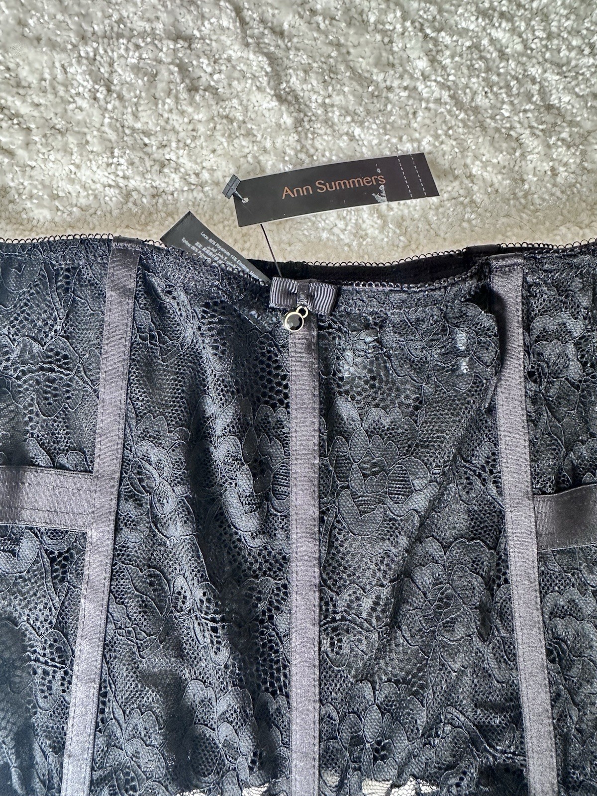 Ann Summers Sexy Lace Waspie Body Black Size S Brand New