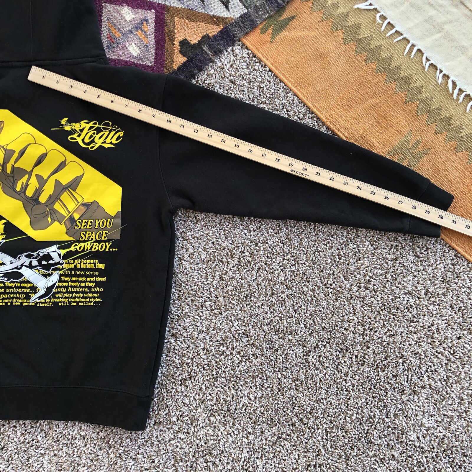 Cowboy Bebop 1998 Crunchyroll Hoodie Size Small Anime Logic Black Pullover EUC