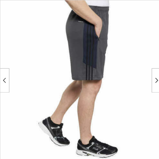 Adidas Active 3 Stripe Drawstring Shorts Zipper Pockets(GREY/NAVY/BLK,SMALL)NWT