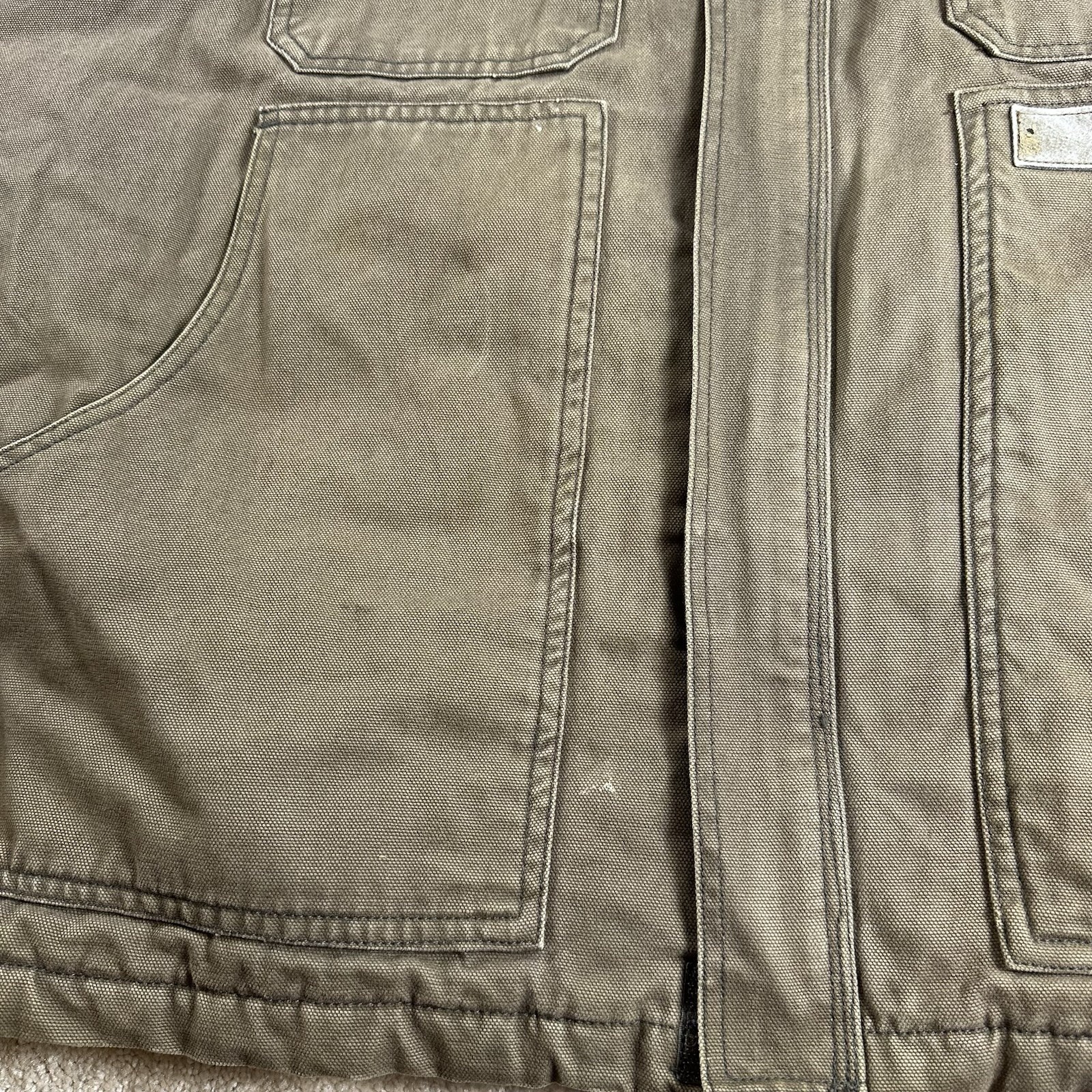 Guide Series Jacket Mens XL Tan Quilted Lined Canvas Coat Heavy Zip Pockets Vtg