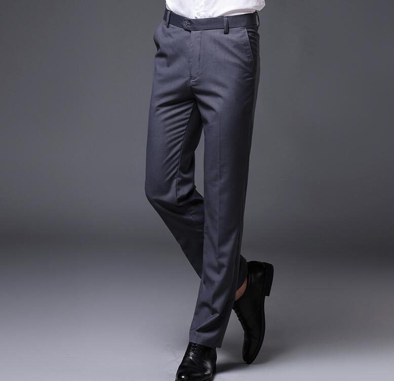 New Spring/ Fall Men’s Sliod Casual Suit pants Slim Business Straight Trousers