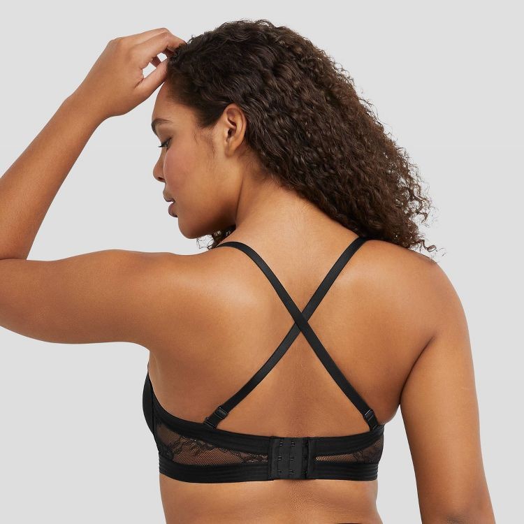Maidenform Strapless Push Up Bra 38D Black Multiway Straps Underwire Lace SE1102