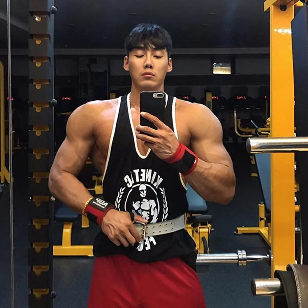 Men’s Gym Stringer Tank Top Cotton Sleeveless Bodybuilding Workout Vest