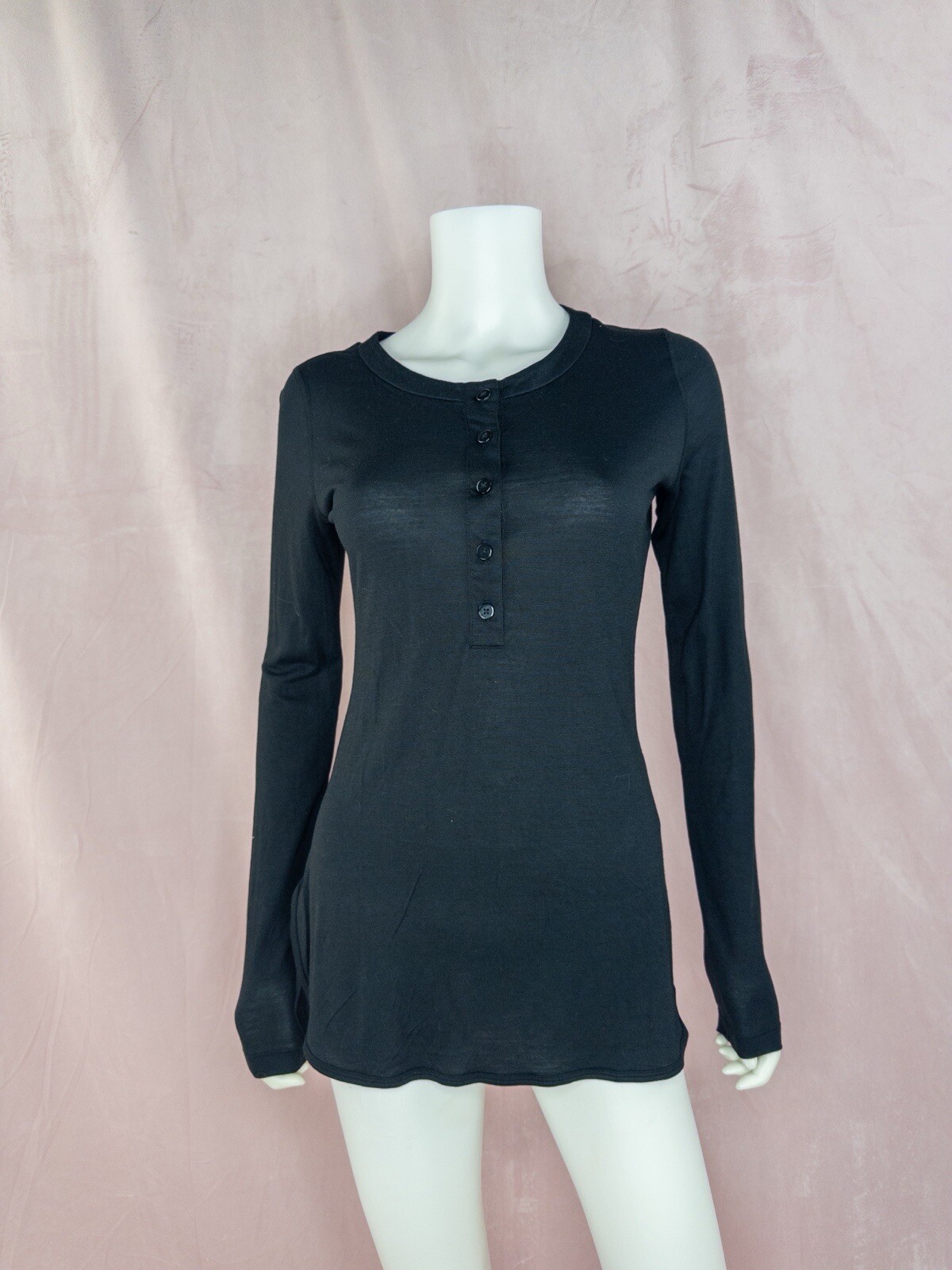 NWT Paskho Women’s Black Silk Wool Long Sleeve Crewneck Shirt Small