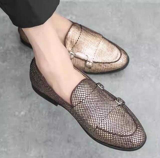 Men Dress Shoes Mens Faux Leather Flats Buckle Strap Loafers Driving Shoes size