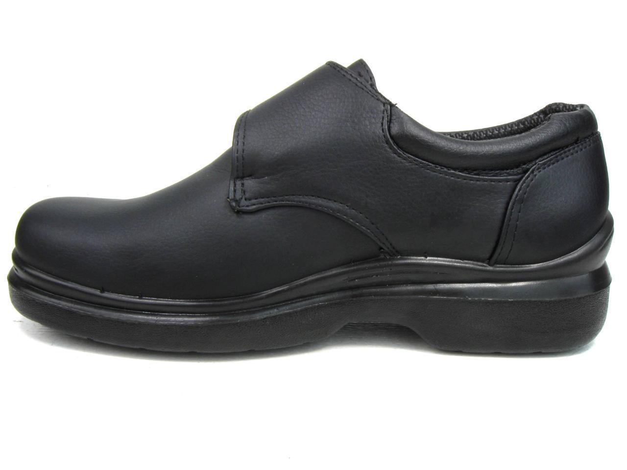 Men’s Kitchen Non-slip Working Oil Resistance Shoes Black Fast Strap Faux Leathe