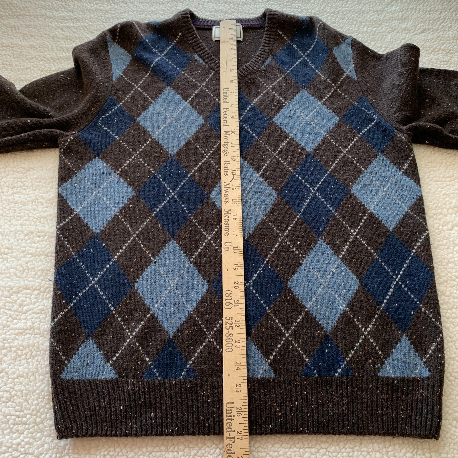 Argyle Pullover Sweater Size XL Mens Jos A Bank Wool Blend Classic Academia W1