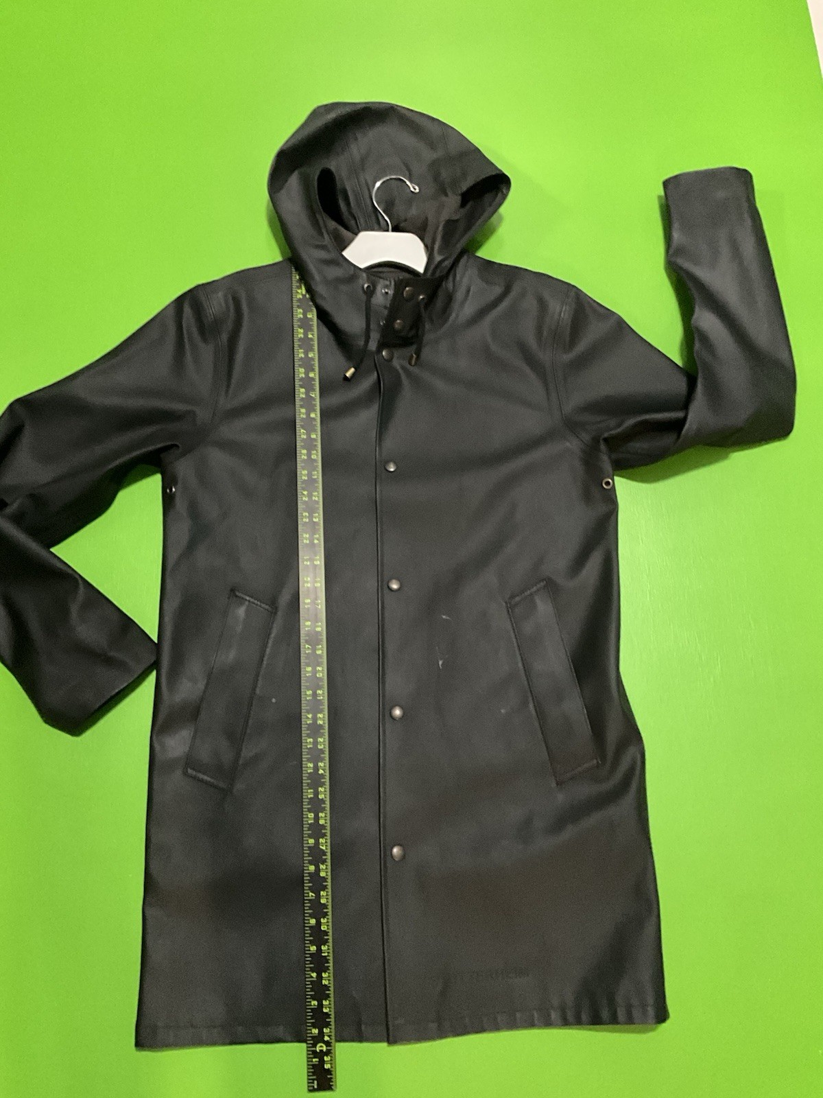 Stutterheim Stockholm Men’s Rubber PVC Waterproof Raincoat Black Size M