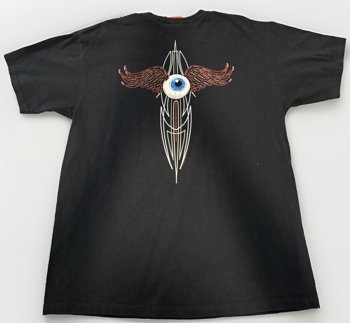 Hot Leathe Legendary Eye Roses Graphic T-Shirt Black XL Vintage Style Streetwea.