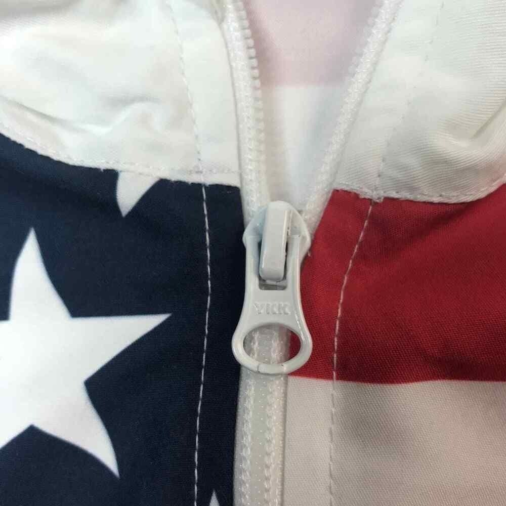 Shinestry Long Sleeve Pullover Zip American Flag Stars Stripes July 4 sz S