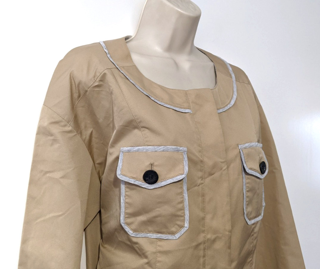 ST. JOHN Women’s L/S Snap Front Windbreaker Jacket Sz L Yellow Tag Polyester EUC