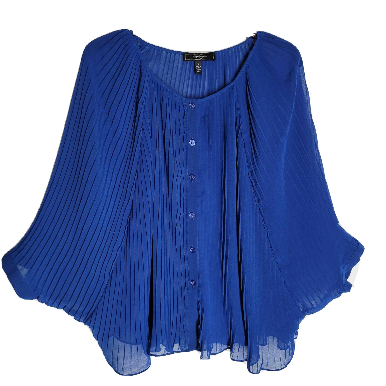Jessica Simpson Womens Blouse Size Small Blue Batwing Dolman Sleeve Scoop Neck