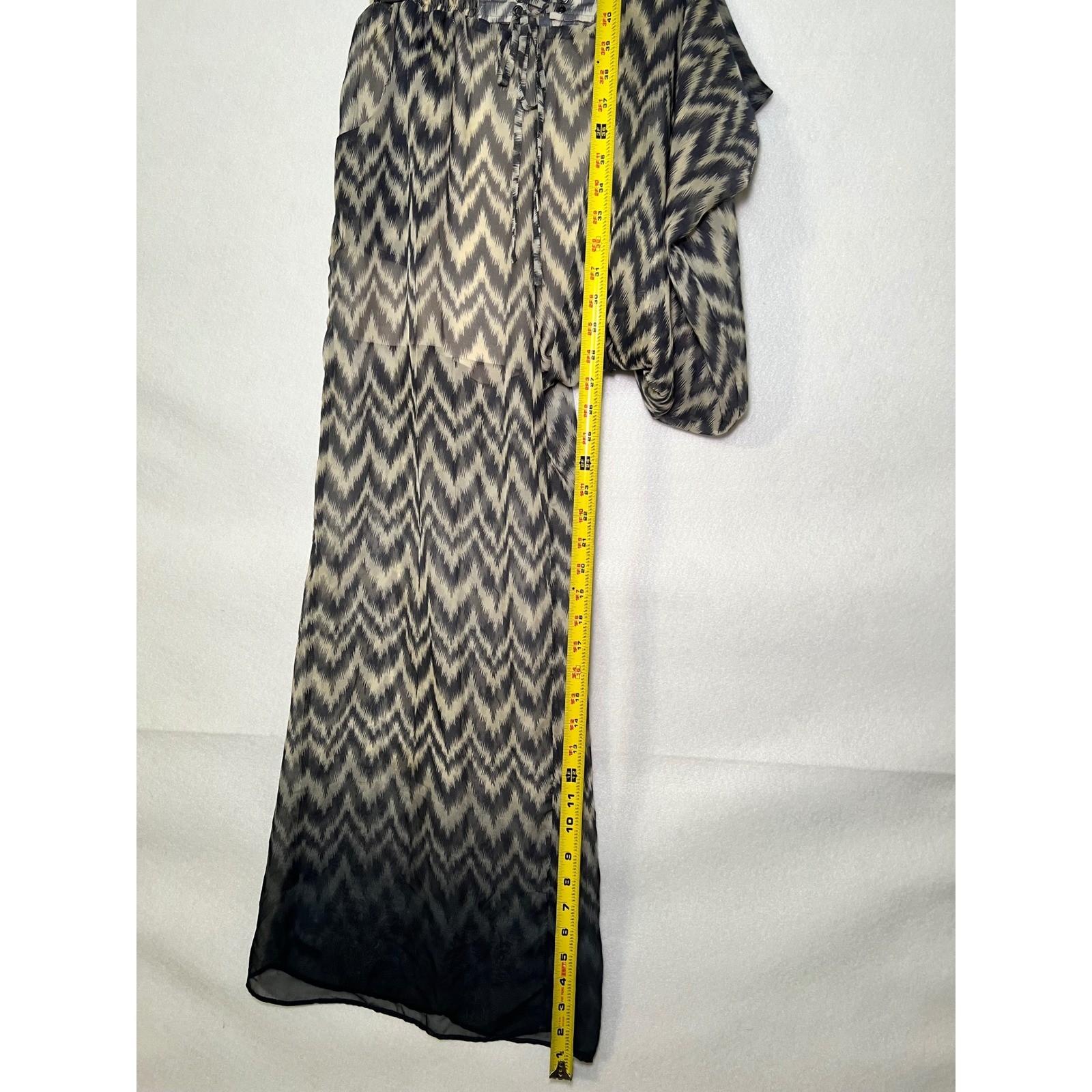 Double Zero Chevron Zig Zag Ombre Boho Chic Wide Leg Pants Smocked Waist L
