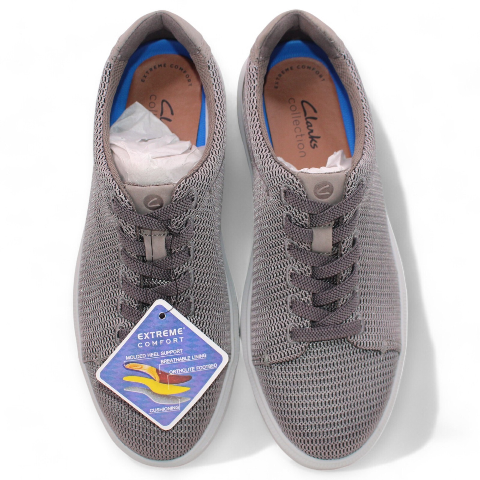 Clarks Cambro Low Mens Casual Sneakers Gray Mesh US 8 New With Box