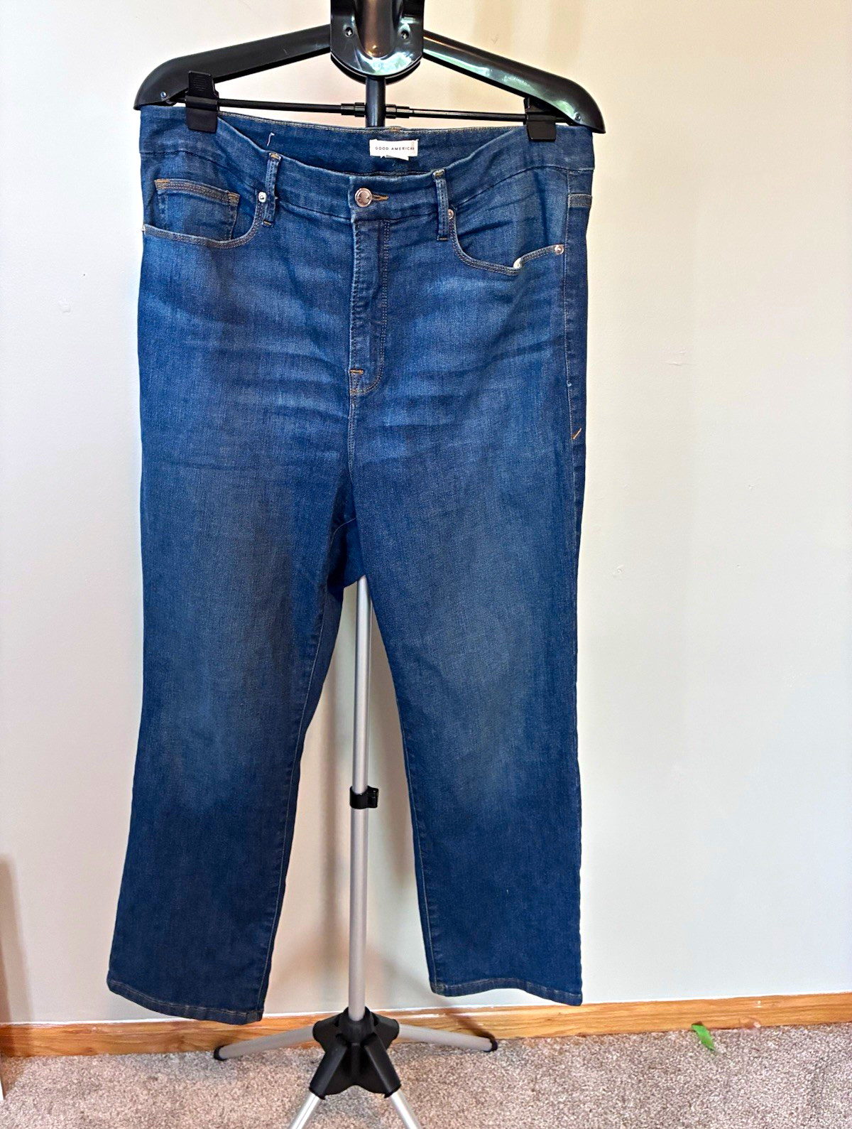 Good American Good Legs Skinny Slim Mid Rise Medium Wash Stretch Jeans 18 Blue