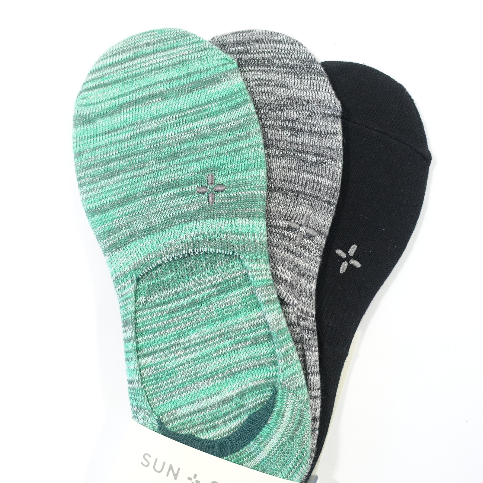 SUN STONE REPREVE GREEN GRAY BLACK HEATHER 3 PACK NO SHOW LOAFER SOCKS MENS NEW