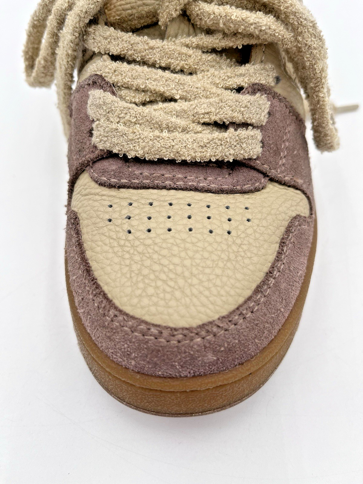 Fendi Match Low Top Bicolor Yellow/Beige Suede Leather FF Logo Sneakers Womens 8